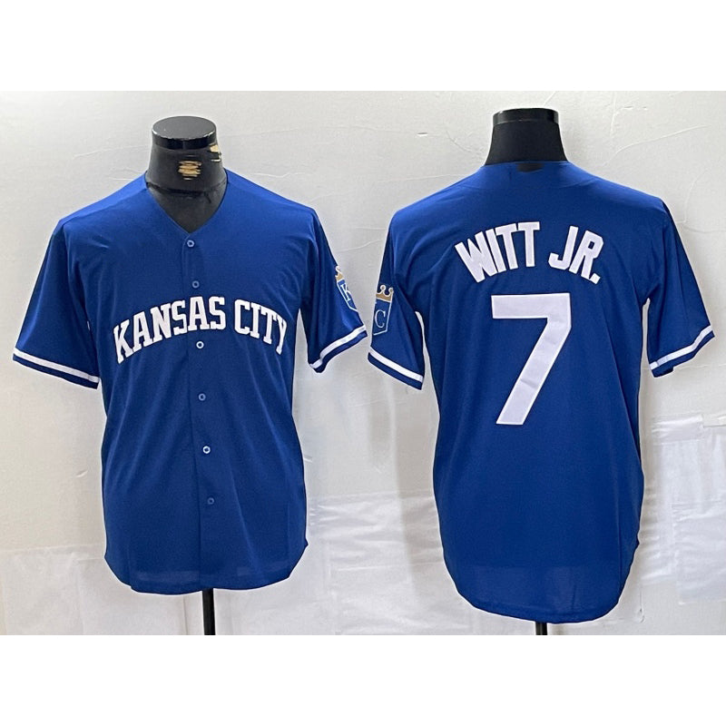Broks Kansas City Royals #7 Bobby Witt Jr Blue  Cool Base Stitched Jersey
