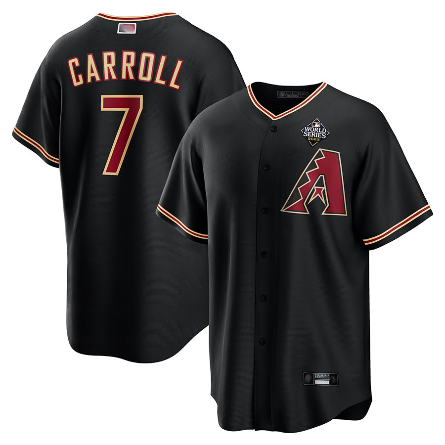 Broks A.Diamondbacks #7 Corbin Carroll Player Black World Series Replica Personalized Stitched Jerseys
