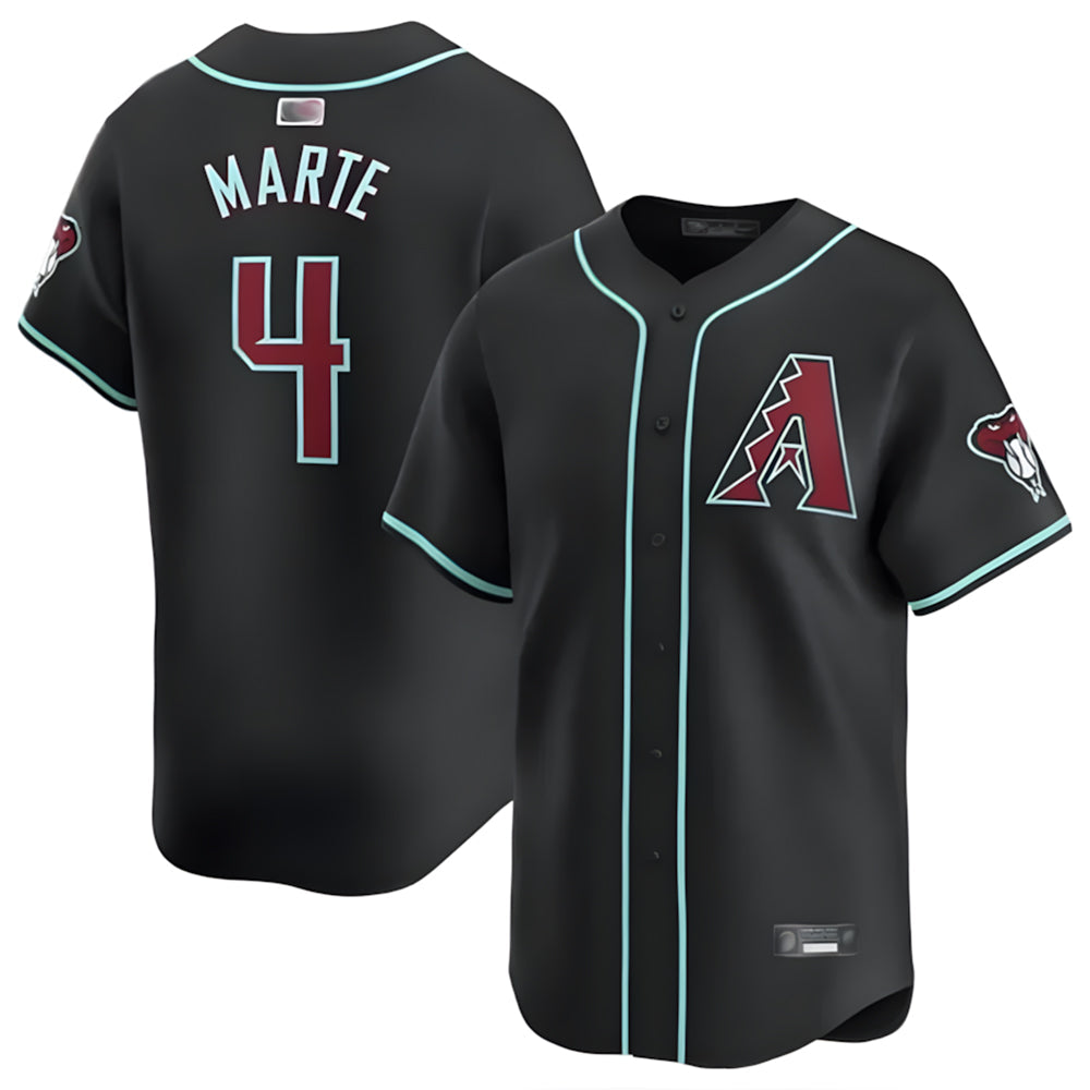 Broks A.Diamondbacks #4 Ketel Marte Player Black Replica Game Stitched Jerseys