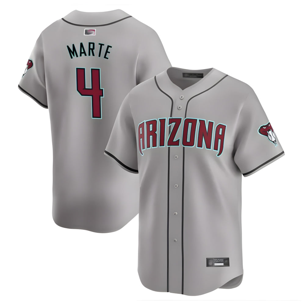 Broks A.Diamondbacks #4 Ketel Marte Player Gray Replica Game Stitched Jerseys