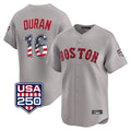 Broks B.Red Sox #16 Jarren Duran Player Gray Road USA 250 Fourth of July Limited Home Game Stitched Jerseys