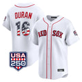 Broks B.Red Sox #16 Jarren Duran Player White USA 250 Fourth of July Limited Home Game Stitched Jerseys