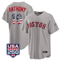 Broks B.Red Sox #19 Roman Anthony Player Gray Road USA 250 Fourth of July Home Game Stitched Jerseys