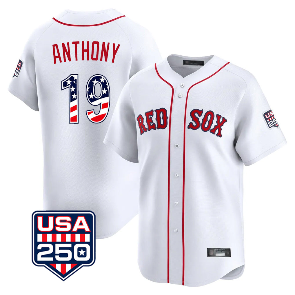 Broks B.Red Sox #19 Roman Anthony Player White USA 250 Fourth of July Limited Home Game Stitched Jerseys