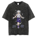 Cotton Men Women Washed Vintage T-Shirt Anime Graphic Print
