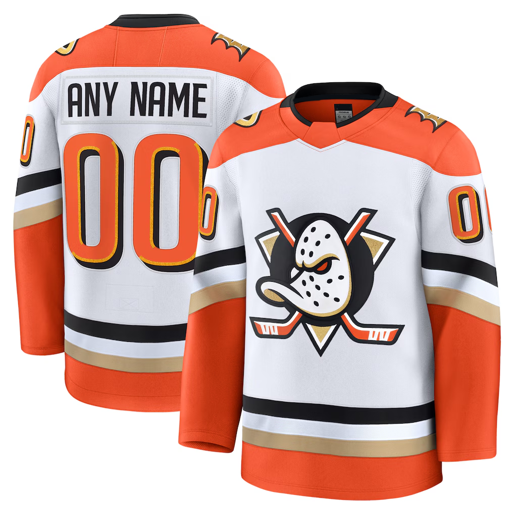 Broks Custom A.Ducks White Away Premium Jerseys