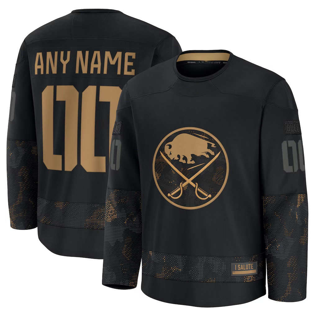Broks Custom B.Sabres Black 2024 Military Appreciation Practice Stitched Jerseys