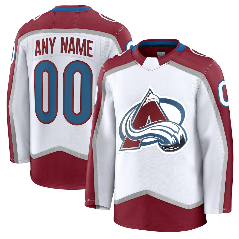 Broks Custom C.Avalanche White Away Premium Jerseys