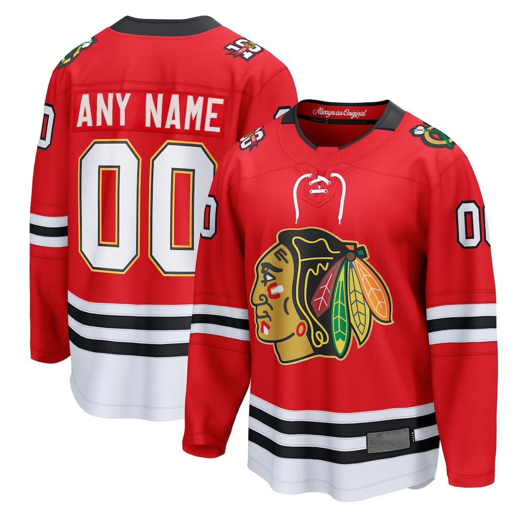 Broks Custom C.Blackhawks Red Centennial Breakaway Jerseys