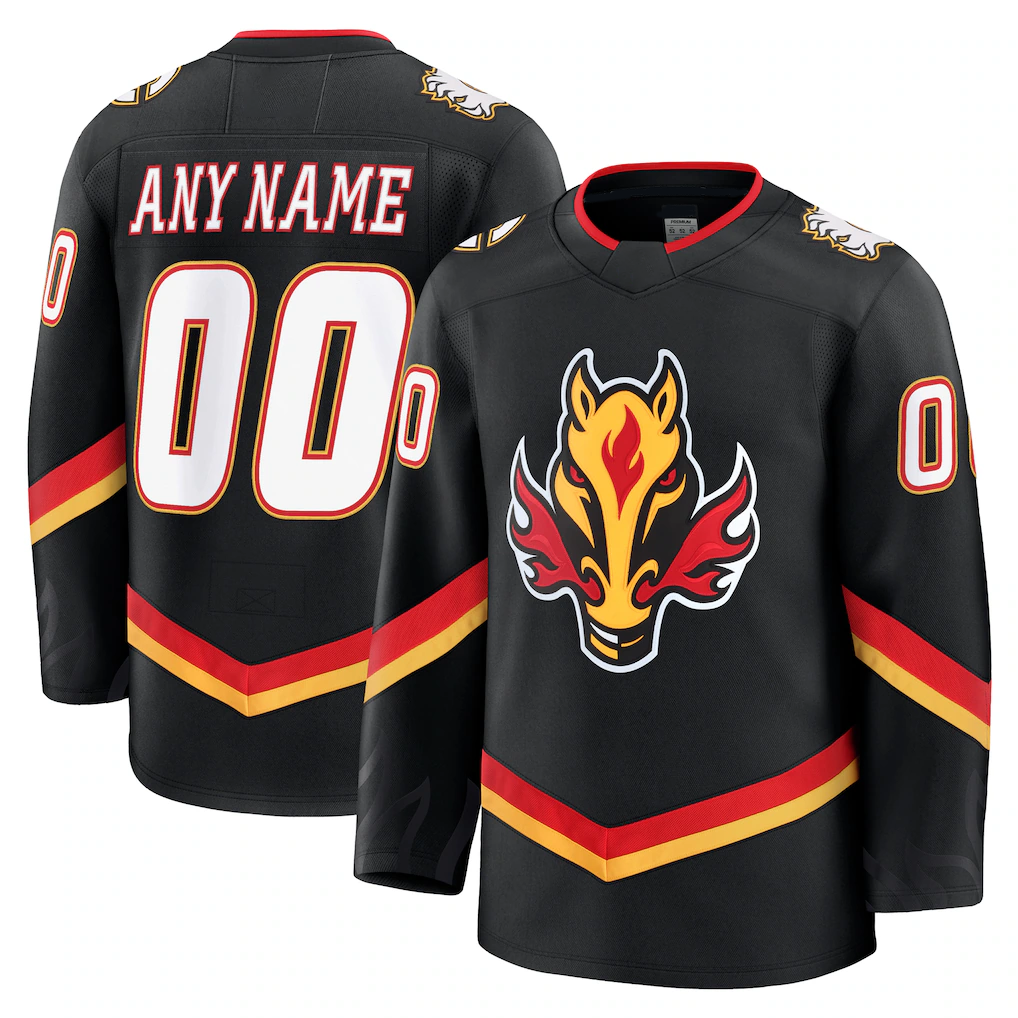 Broks Custom C.Flames Black Alternate Premium Jerseys