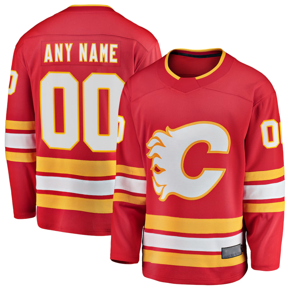 Broks Custom C.Flames Red Home Breakaway Jerseys