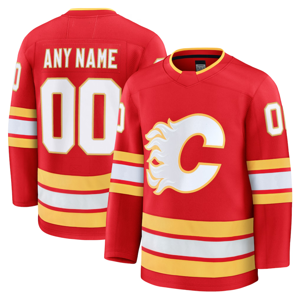 Broks Custom C.Flames Red Home Premium Jerseys