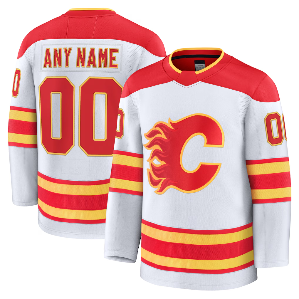 Broks Custom C.Flames White Away Premium Jerseys