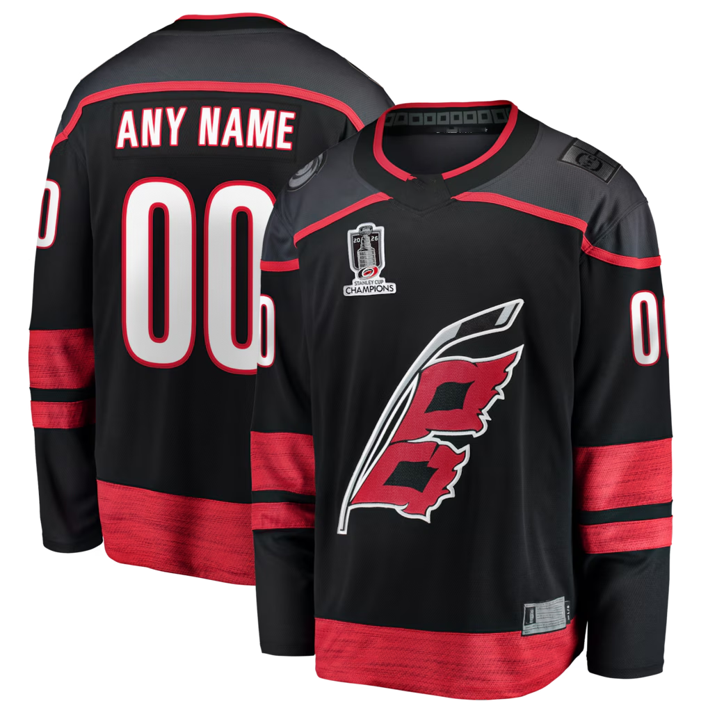 Broks Custom C.Hurricanes Black 2026 Stanley Cup Champions Home Breakaway Custom Stitched Jerseys