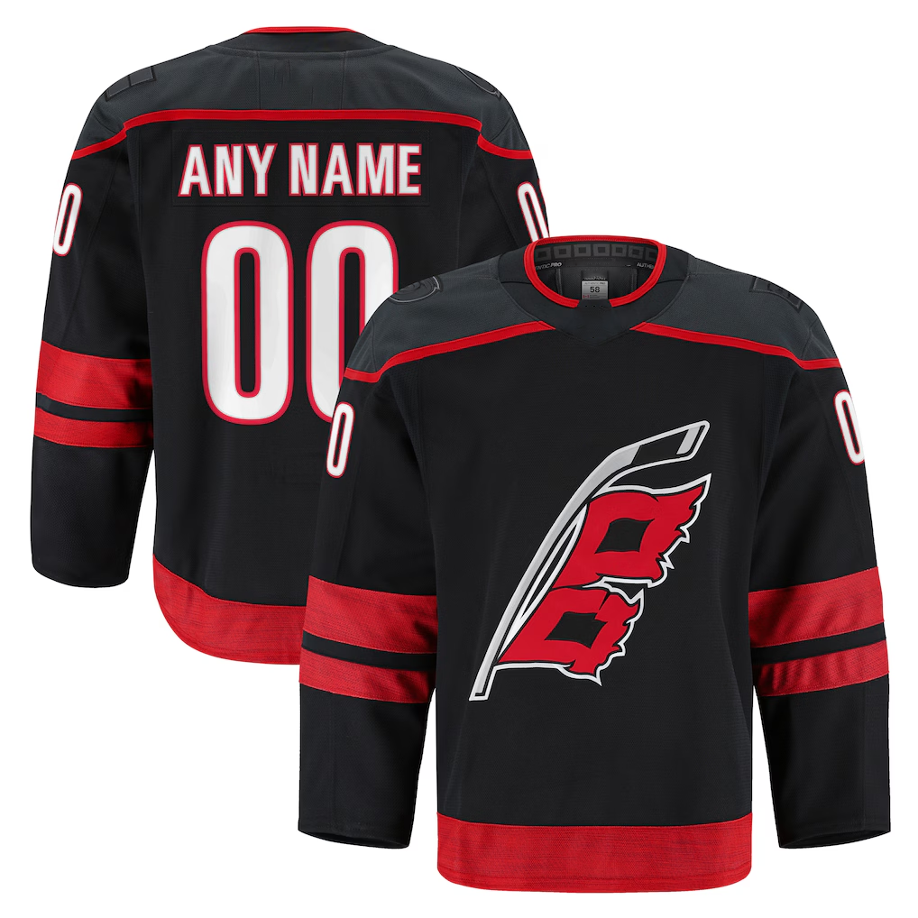 Broks Custom C.Hurricanes Black Home Authentic Pro Stitched Jerseys