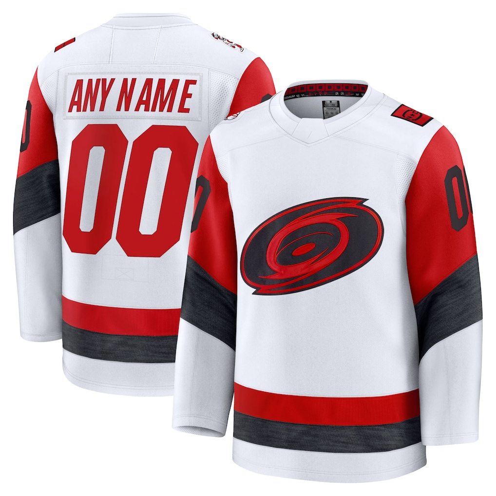 Broks Custom C.Hurricanes White Away Premium Stitched Jerseys