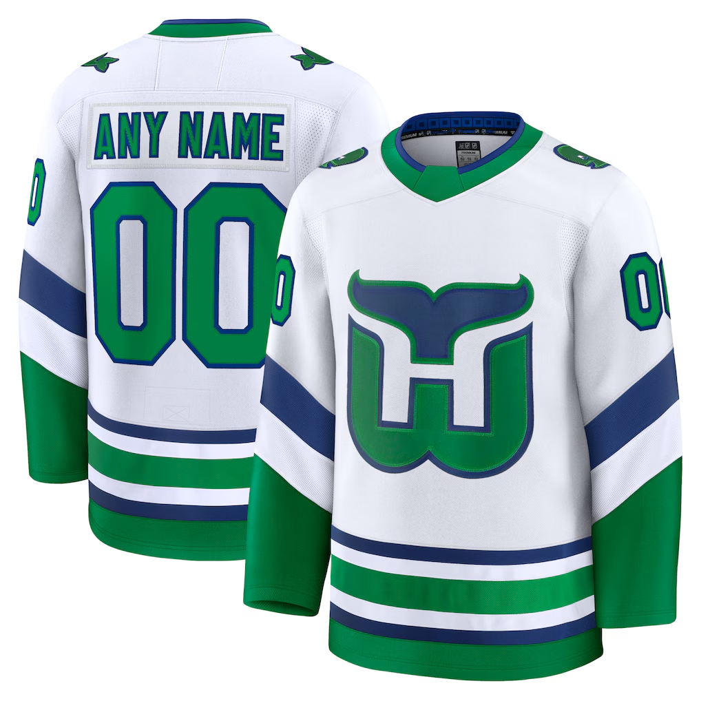 Broks Custom C.Hurricanes White Throwback Premium Stitched Jerseys