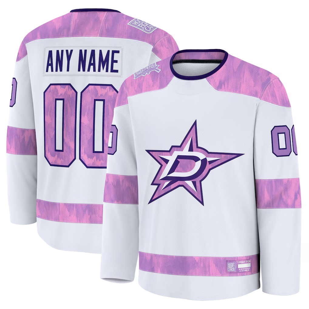 Broks Custom D.Stars White 2024 Hockey Fights Cancer Practice Jerseys