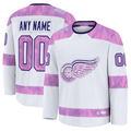 Broks Custom DR.Wings White 2024 Hockey Fights Cancer Practice Jerseys