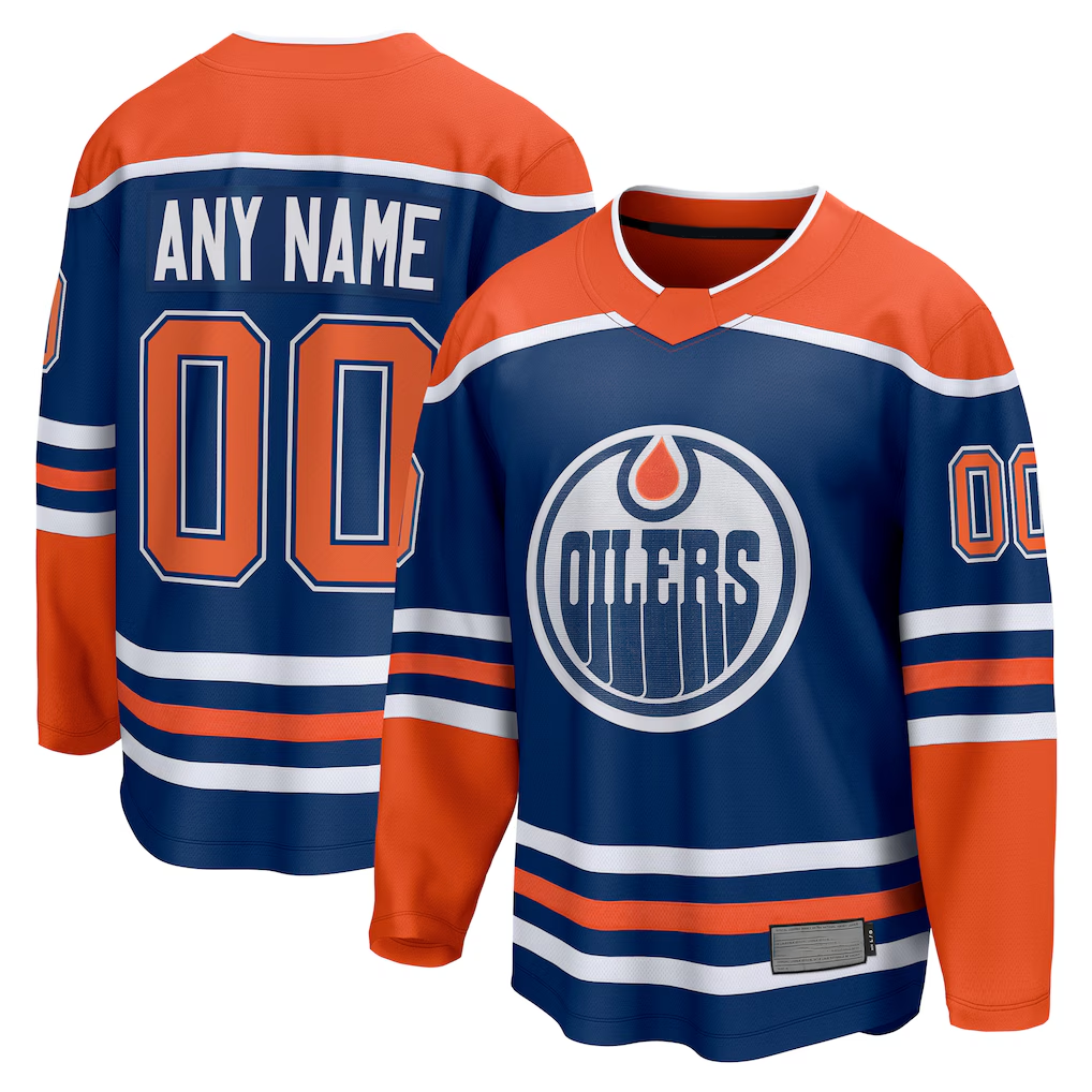 Broks Custom E.Oilers Royal Home Breakaway Jerseys