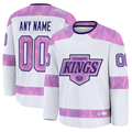 Broks Custom LA.Kings White 2024 Hockey Fights Cancer Practice Jerseys