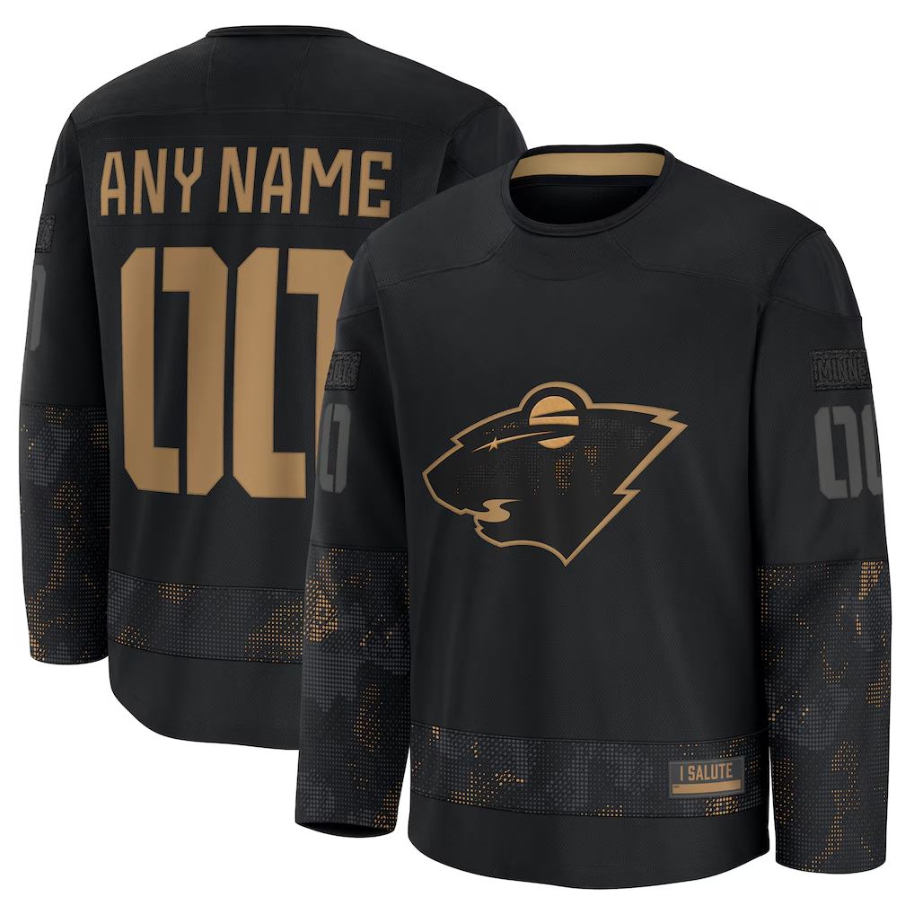 Broks Custom M.Wild Black 2024 Military Appreciation Practice Jerseys