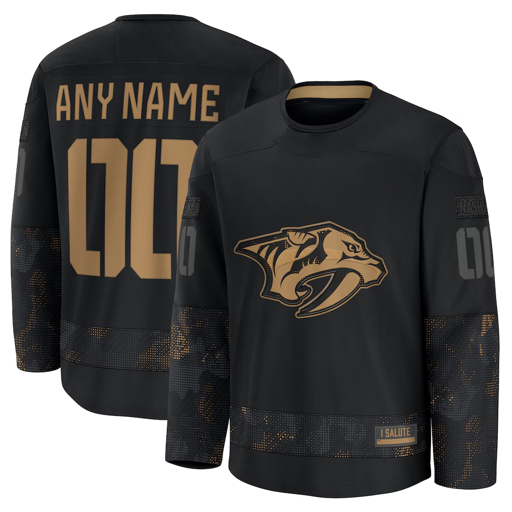 Broks Custom N.Predators Black 2024 Military Appreciation Practice Jerseys