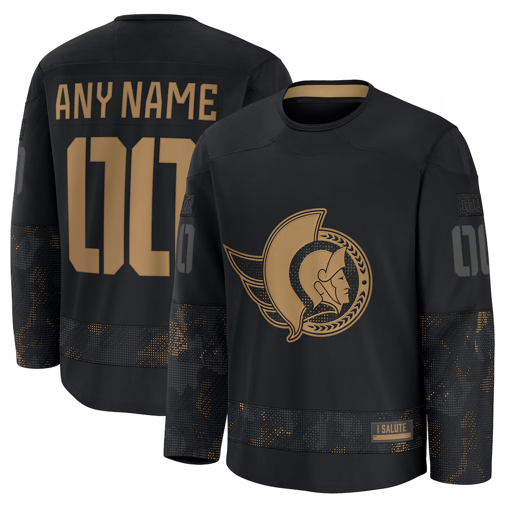 Broks Custom O.Senators Black 2024 Military Appreciation Practice Jerseys