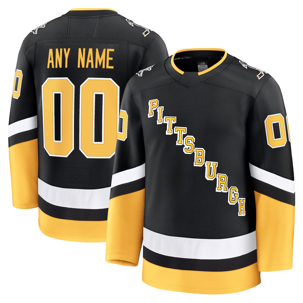Broks Custom P.Penguins Black Alternate Premium Jerseys