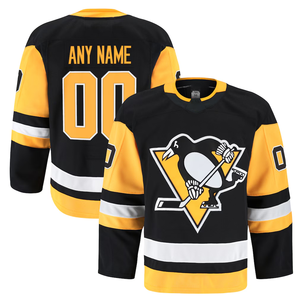 Broks Custom P.Penguins Black Home Authentic Pro Jerseys