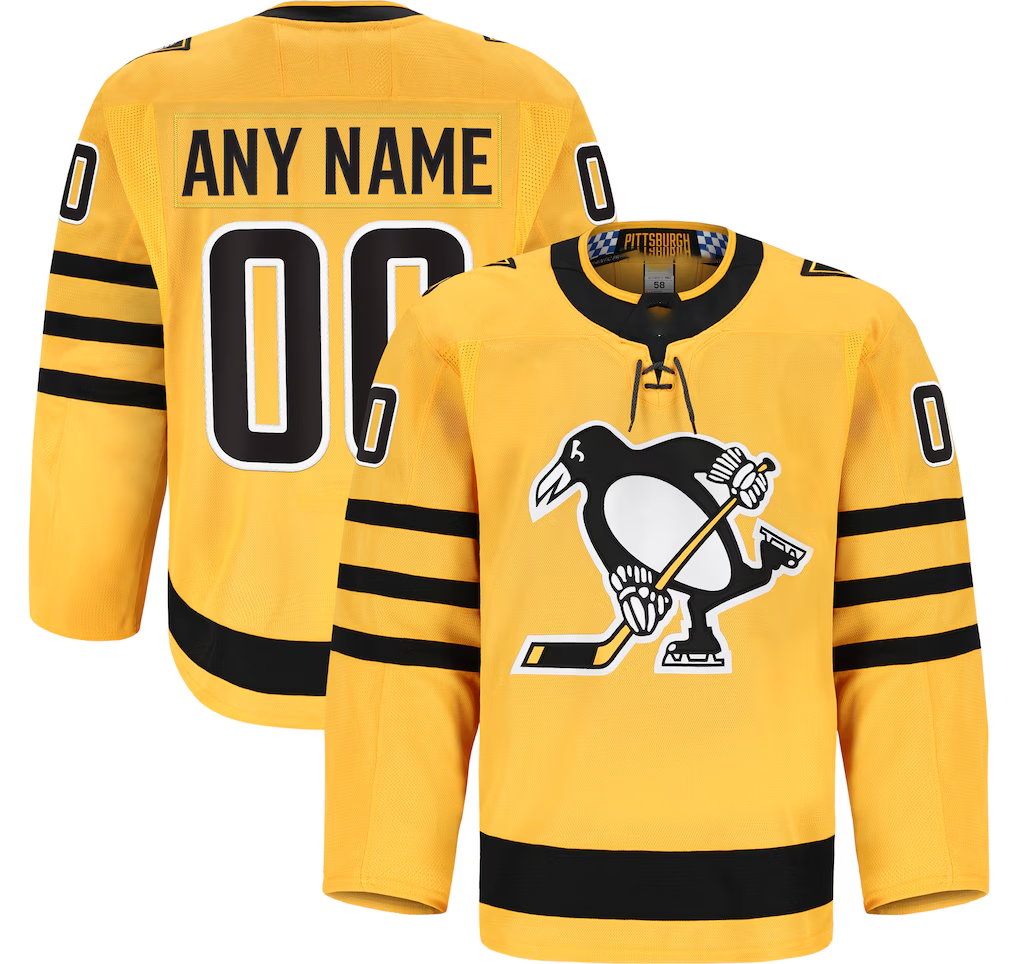 Broks Custom P.Penguins Gold Alternate Authentic Pro Jerseys