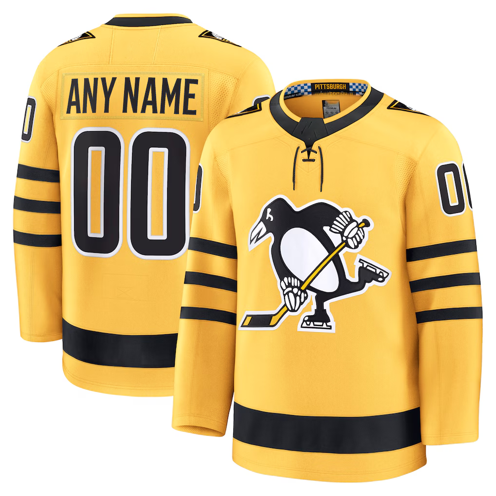 Broks Custom P.Penguins Gold Alternate Premium Jerseys