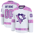 Broks Custom P.Penguins White 2024 Hockey Fights Cancer Jerseys