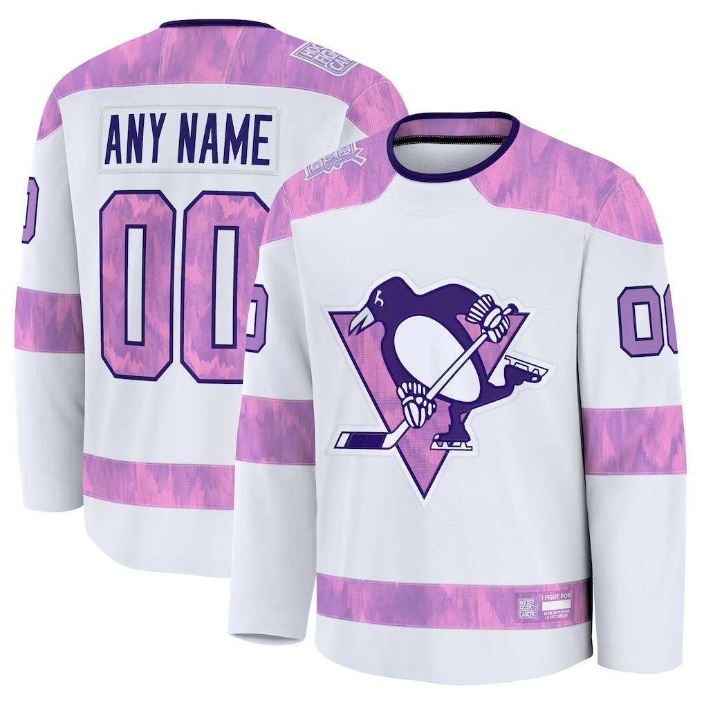 Broks Custom P.Penguins White 2024 Hockey Fights Cancer Jerseys