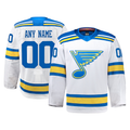 Broks Custom SL.Blues White Away Authentic Pro Jerseys