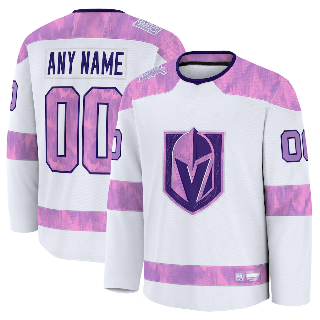 Broks Custom VG.Knights White 2024 Hockey Fights Cancer Practice Jerseys