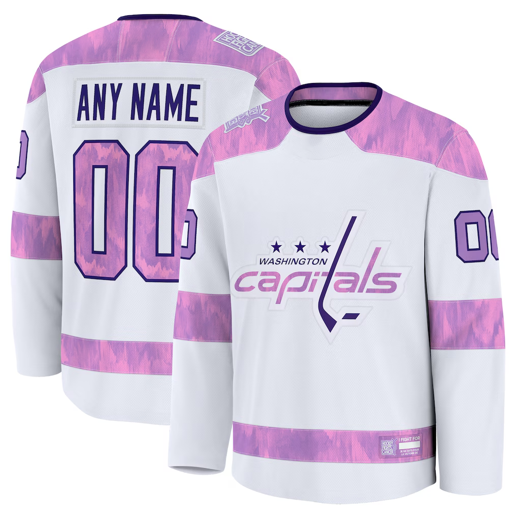 Broks Custom W.Capitals White 2024 Hockey Fights Cancer Practice Jerseys