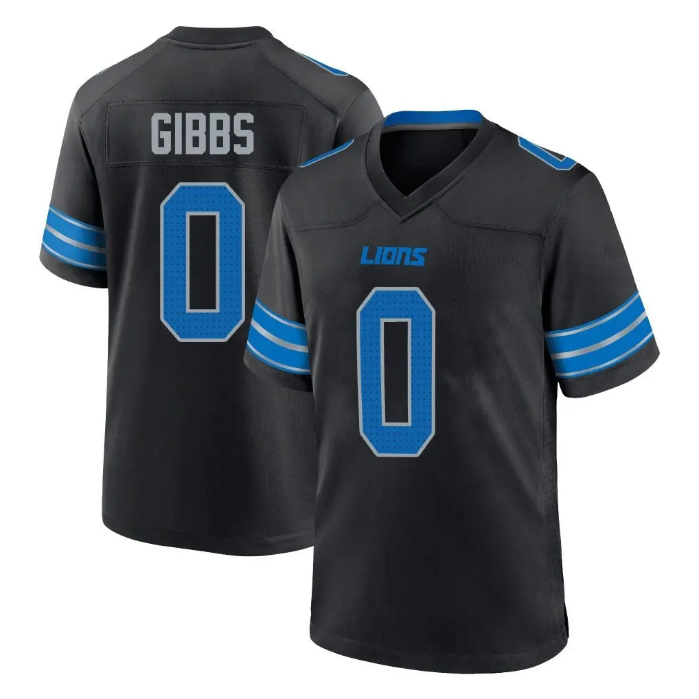 Broks D.Lions #0 Jahmyr Gibbs Player Black Alternate Home Game Stitched Jerseys