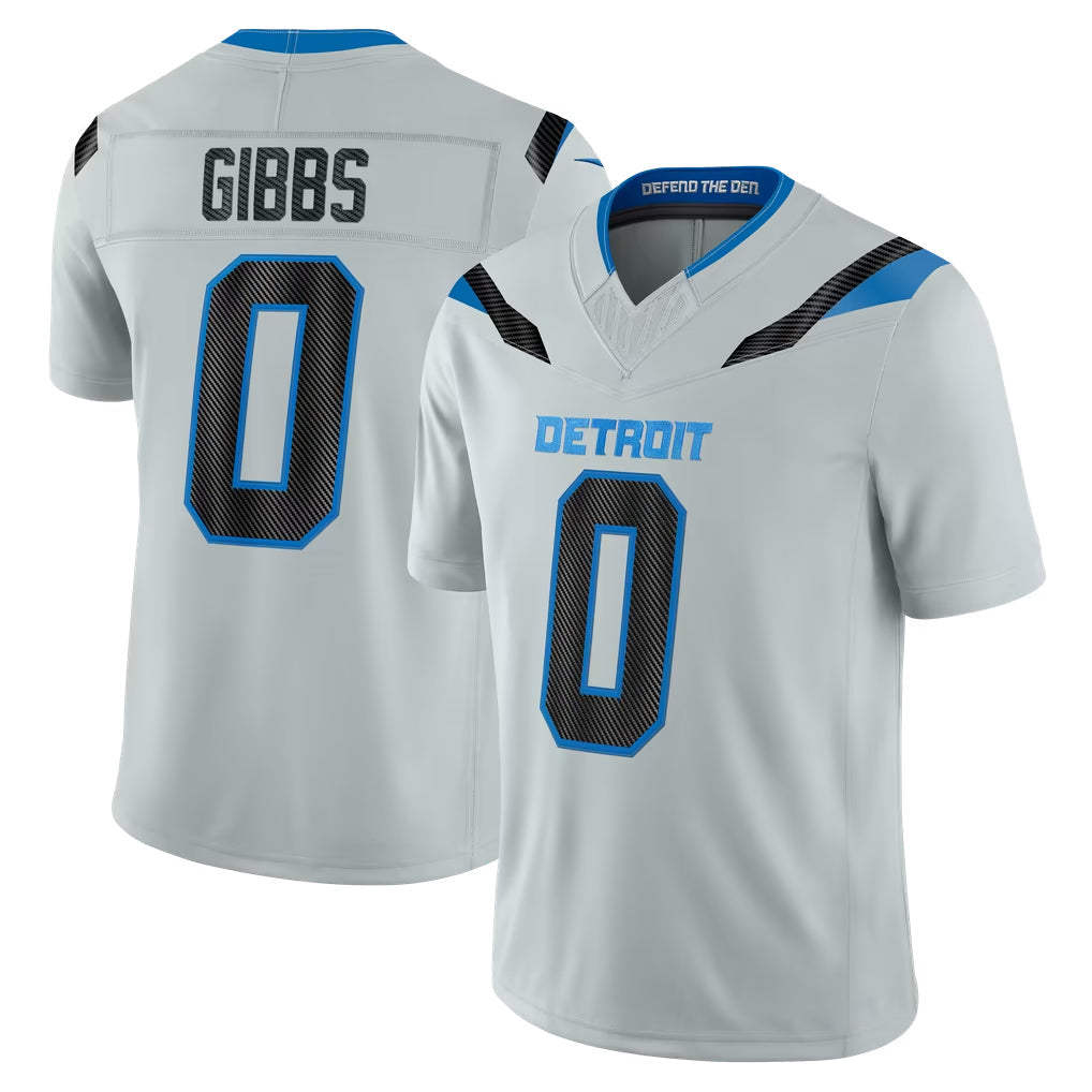 Broks D.Lions #0 Jahmyr Gibbs Player Silver Limited 2026 Rivalries Collection Home Game Stitched Jerseys