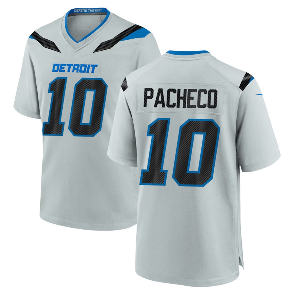 Broks D.Lions #10 Isiah Pacheco Player Silver 2026 Rivalries Collection Home Game Stitched Jerseys
