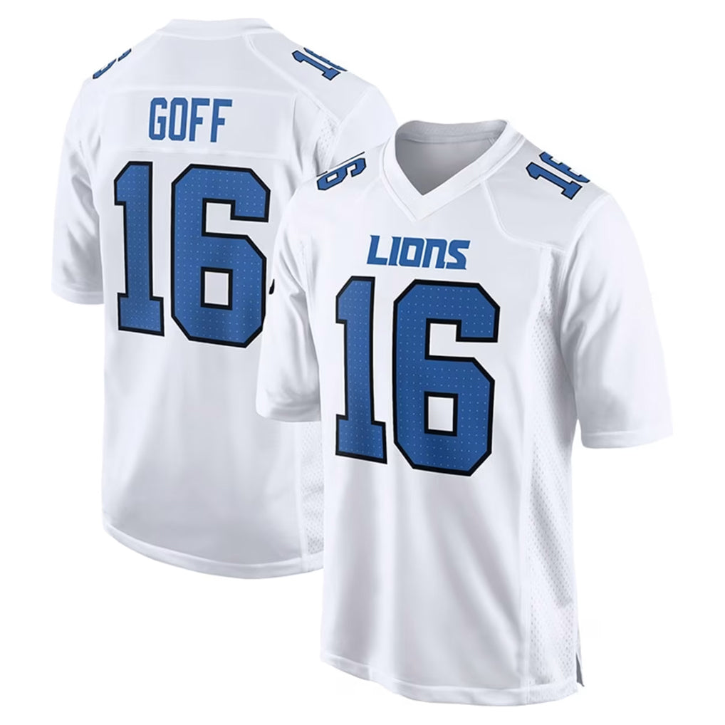 Broks D.Lions #16 Jared Goff Player White Fashion Home Game Stitched Jerseys
