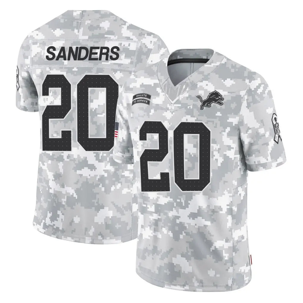 Broks D.Lions #20 Barry Sanders Player Arctic Camo Salute To Service Limited Stitched Jerseys