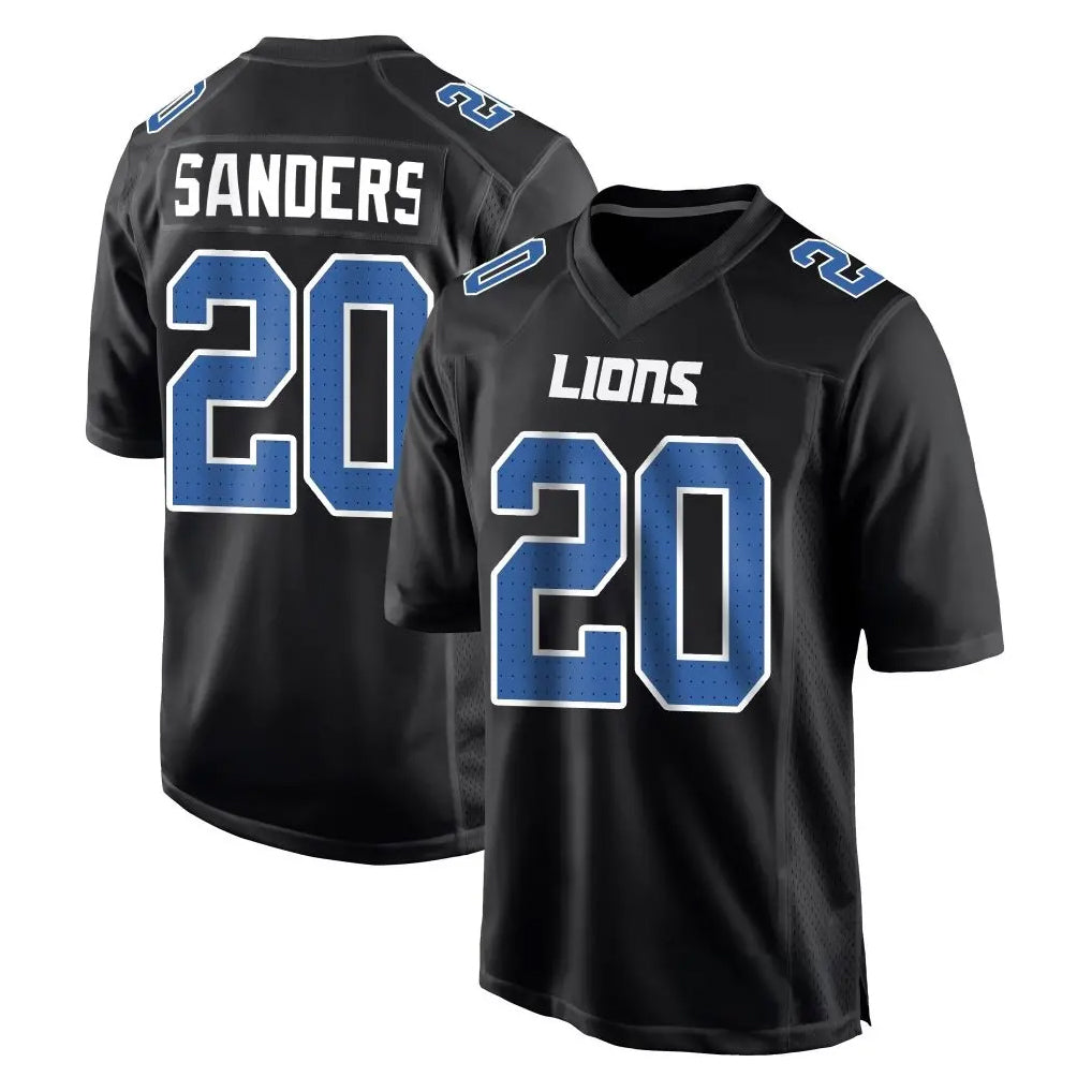 Broks D.Lions #20 Barry Sanders Player Black Fashion Home Game Stitched Jerseys