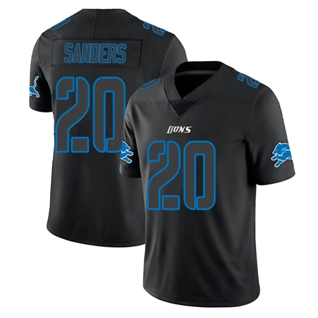 Broks D.Lions #20 Barry Sanders Player Black Impact Limited Home Game Stitched Jerseys