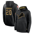 Broks D.Lions #20 Barry Sanders Player Black Salute to Service Hoodies Limited Game Stitched Jerseys