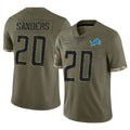 Broks D.Lions #20 Barry Sanders Player Olive Salute To Service Limited Stitched Jerseys