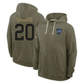Broks D.Lions #20 Barry Sanders Player Olive Salute to Service Pullover Hoodies Limited Stitched Jerseys