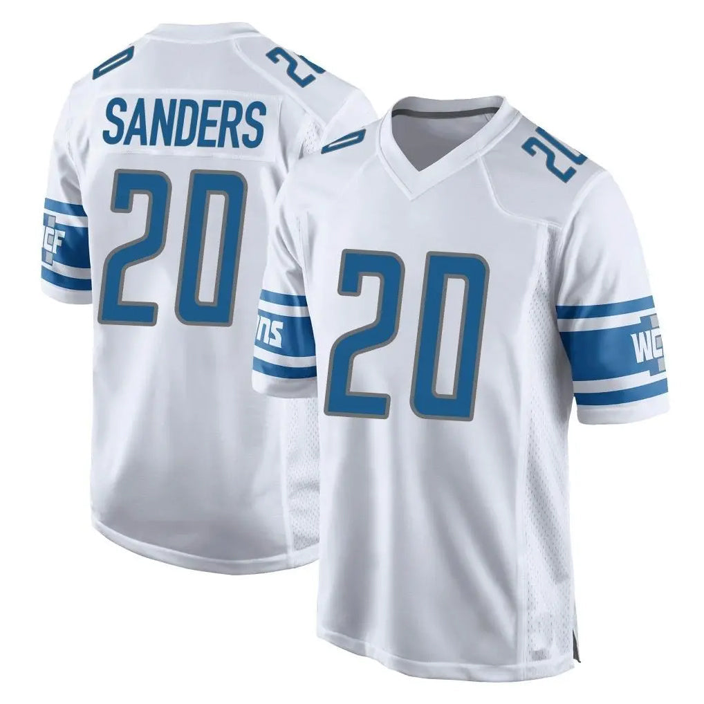 Broks D.Lions #20 Barry Sanders Player White Home Game Stitched Jerseys