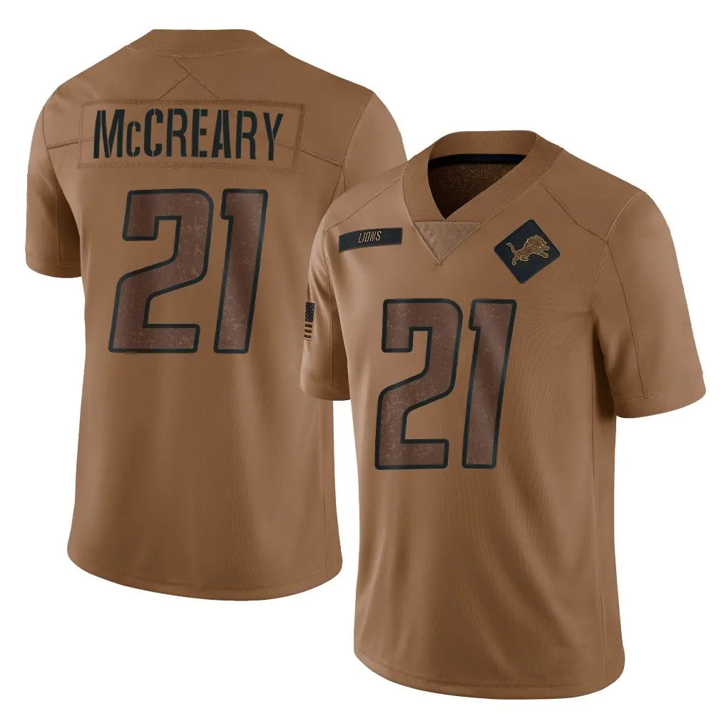 Broks D.Lions #21 Roger McCreary Player Brown Salute To Service Limited Stitched Jerseys