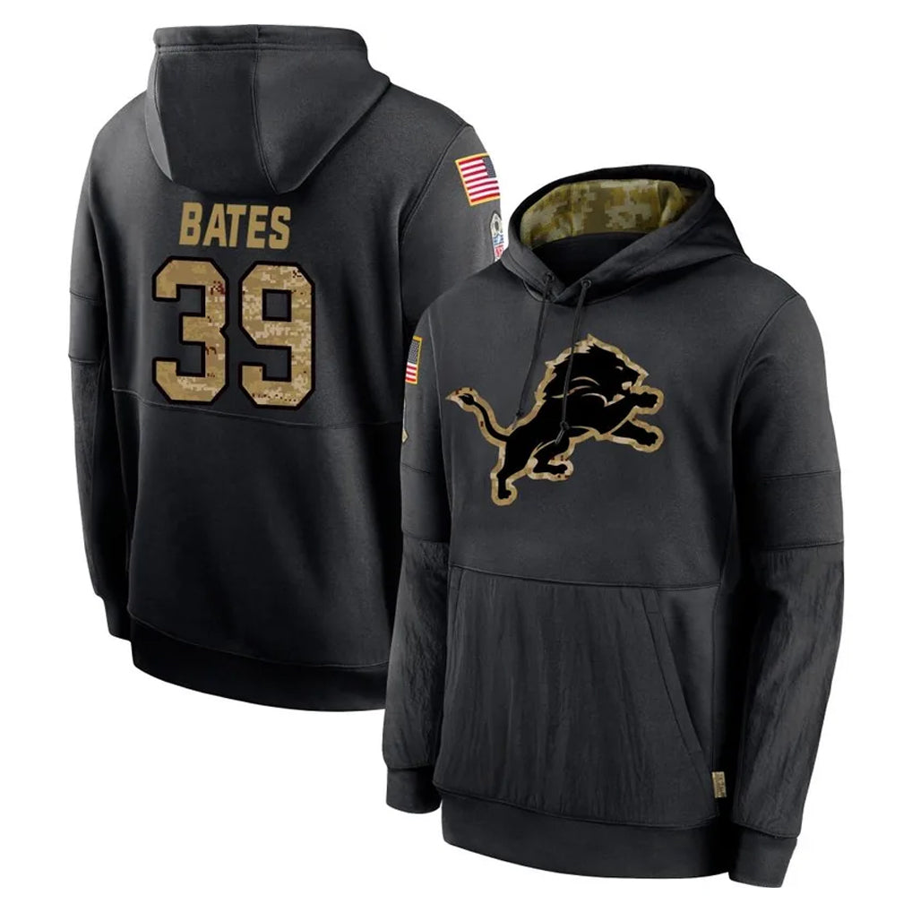 Broks D.Lions #39 Jake Bates Player Black Salute to Service Hoodies Limited Game Stitched Jerseys